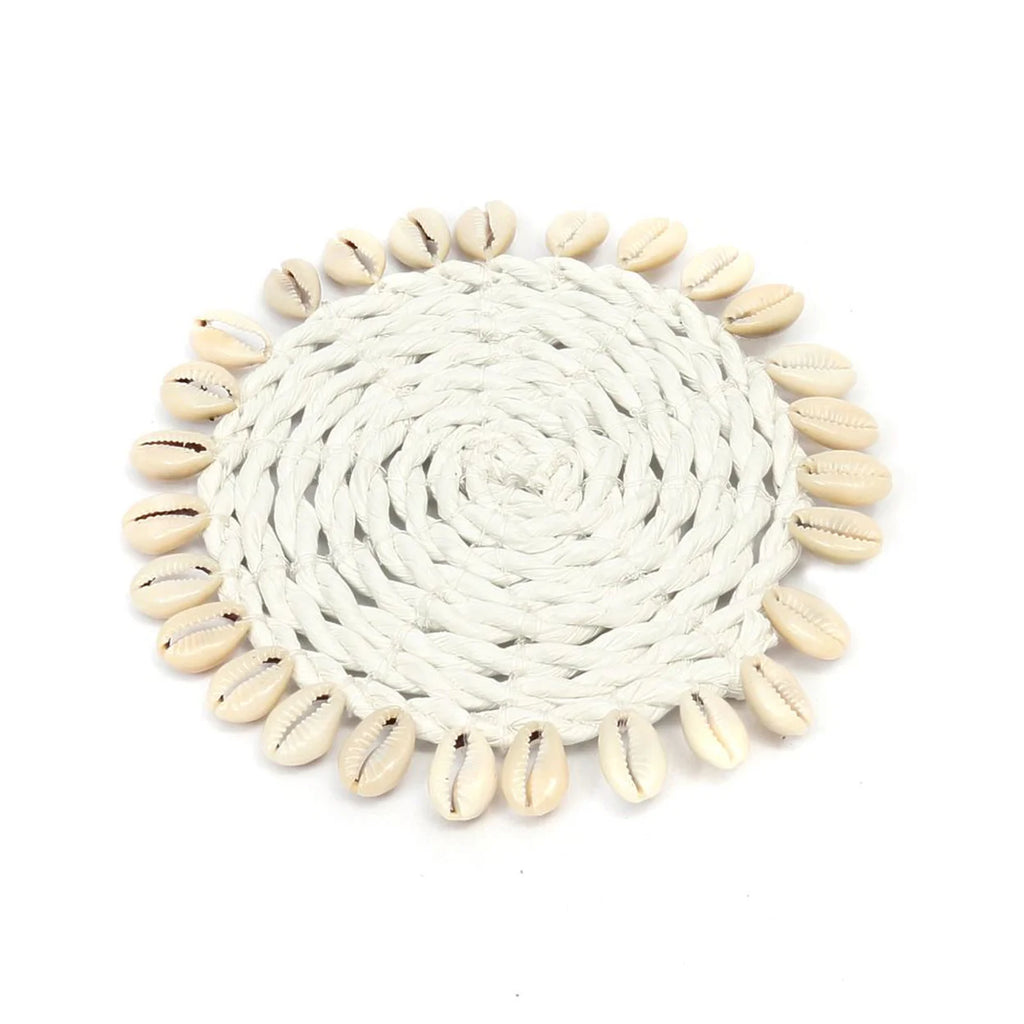 Untersetzer rund aus Seegras mit Muscheln Ø12 cm