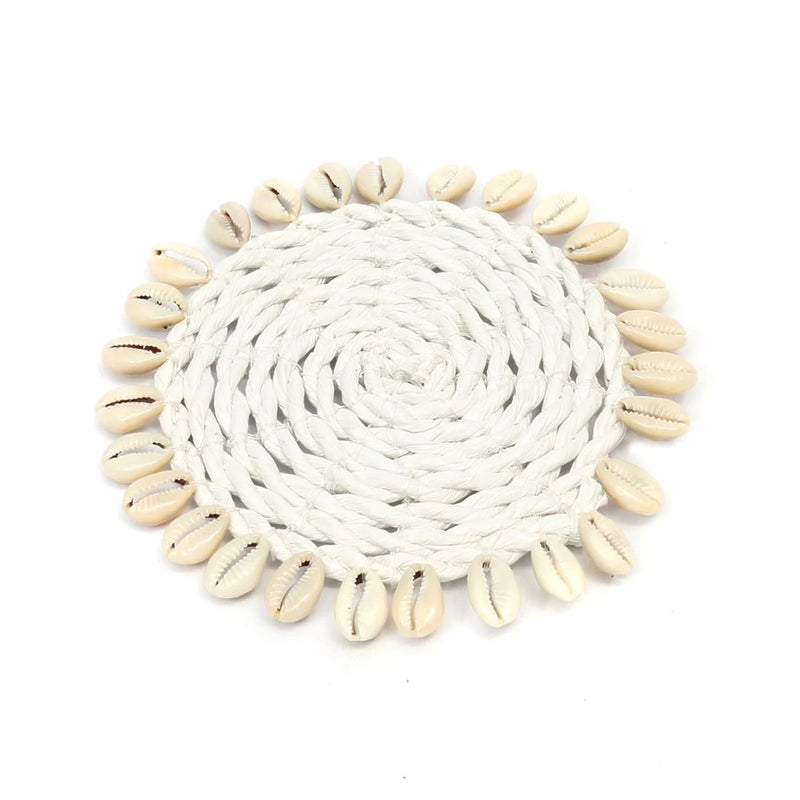 Untersetzer rund aus Seegras mit Muscheln Ø12 cm