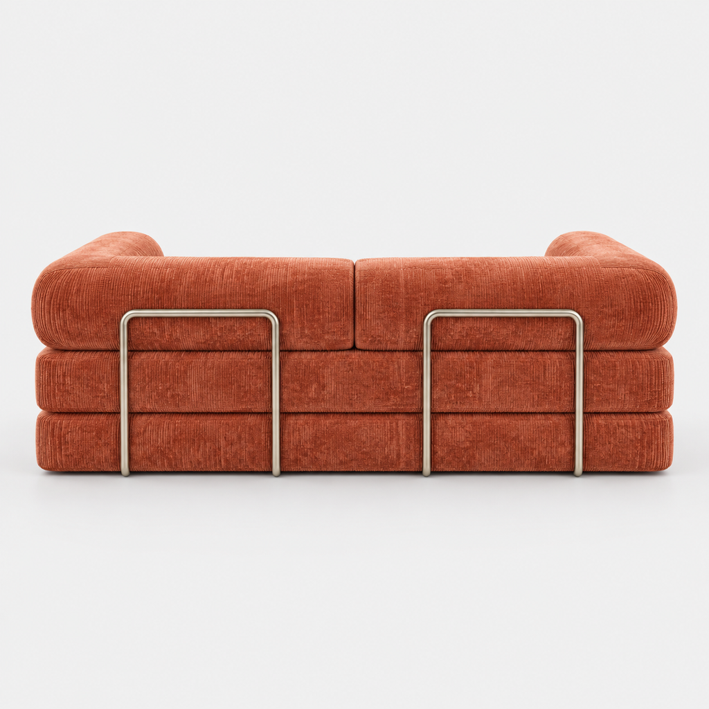 Canapé Compressé Convertible 3 places ATLAS - Tissu Chenille Corail Clair