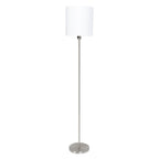 Stehlampe aus gebürstetem Metall mit weißem Zylinderschirm – H160 cm
