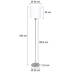 Stehlampe aus gebürstetem Metall mit weißem Zylinderschirm – H160 cm
