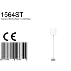 Stehlampe aus gebürstetem Metall mit weißem Zylinderschirm – H160 cm