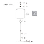 Stehlampe aus gebürstetem Metall mit weißem Zylinderschirm – H160 cm