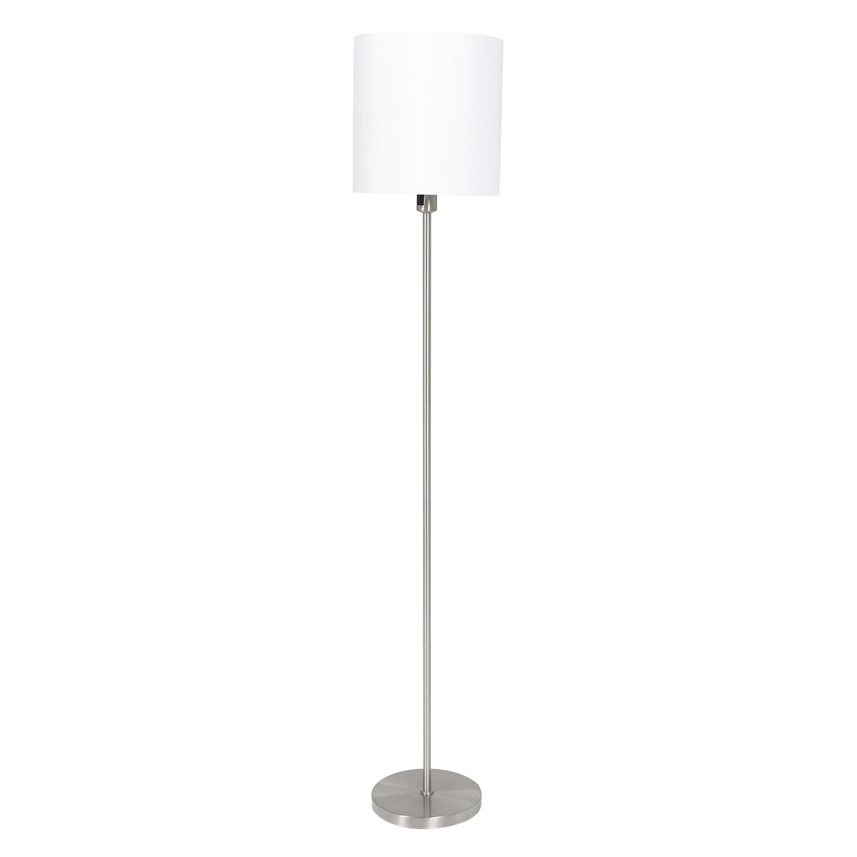 Stehlampe aus gebürstetem Metall mit weißem Zylinderschirm – H160 cm