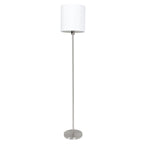 Stehlampe aus gebürstetem Metall mit weißem Zylinderschirm – H160 cm