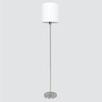 Stehlampe aus gebürstetem Metall mit weißem Zylinderschirm – H160 cm
