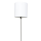 Stehlampe aus gebürstetem Metall mit weißem Zylinderschirm – H160 cm