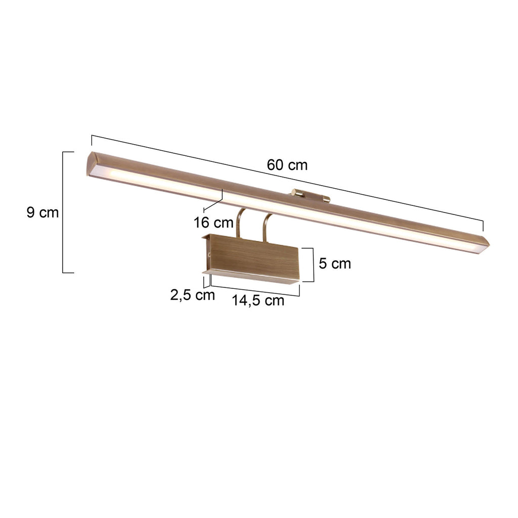 Schwenkbare LED-Wandleuchte aus gebürstetem Metall in Gold – 60 cm