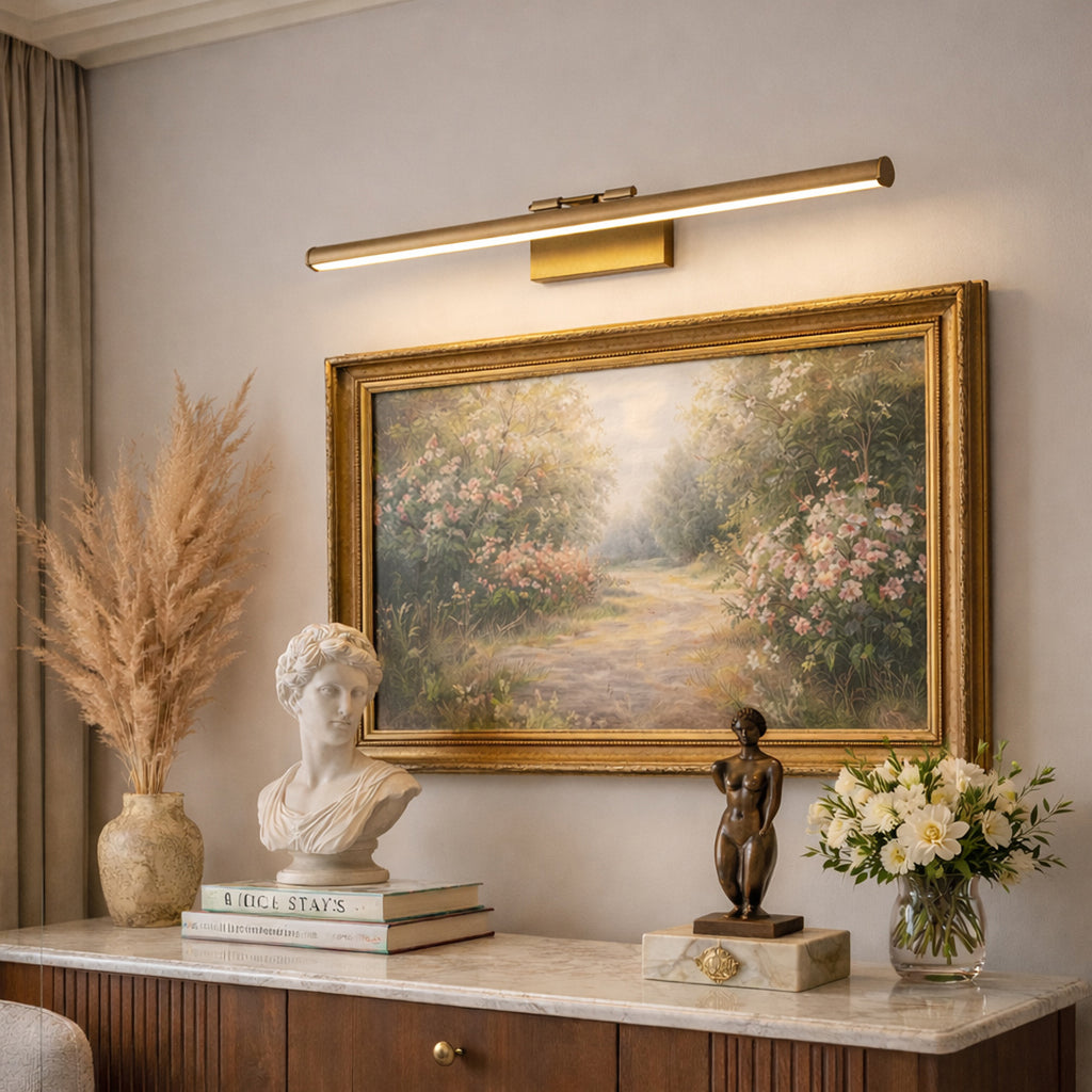 Schwenkbare LED-Wandleuchte aus gebürstetem Metall in Gold – 60 cm