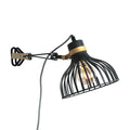 Wandleuchte aus schwarzem Metall mit schwenkbarem Arm und goldenen Details – H20 cm