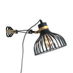 Wandleuchte aus schwarzem Metall mit schwenkbarem Arm und goldenen Details – H20 cm