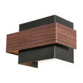 Rechteckige Wandleuchte in Schwarz mit Holzoptik fürs Wohnzimmer – 15x12,5 cm
