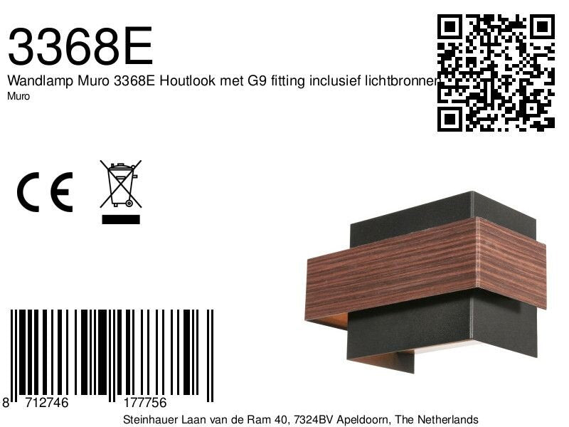 Rechteckige Wandleuchte in Schwarz mit Holzoptik fürs Wohnzimmer – 15x12,5 cm