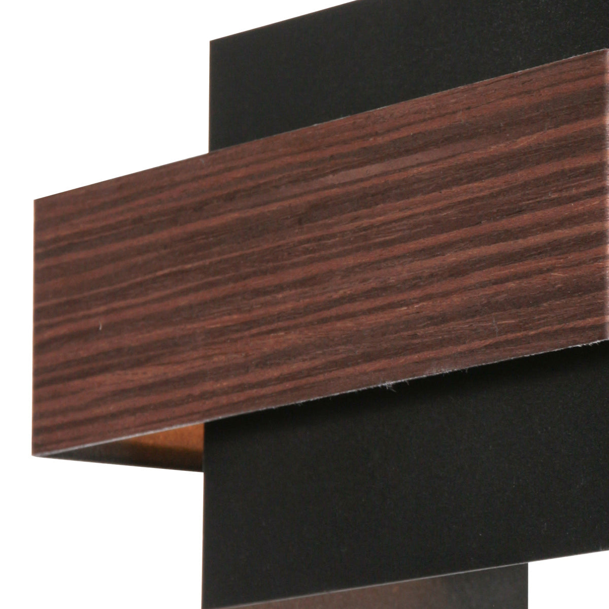 Rechteckige Wandleuchte in Schwarz mit Holzoptik fürs Wohnzimmer – 15x12,5 cm