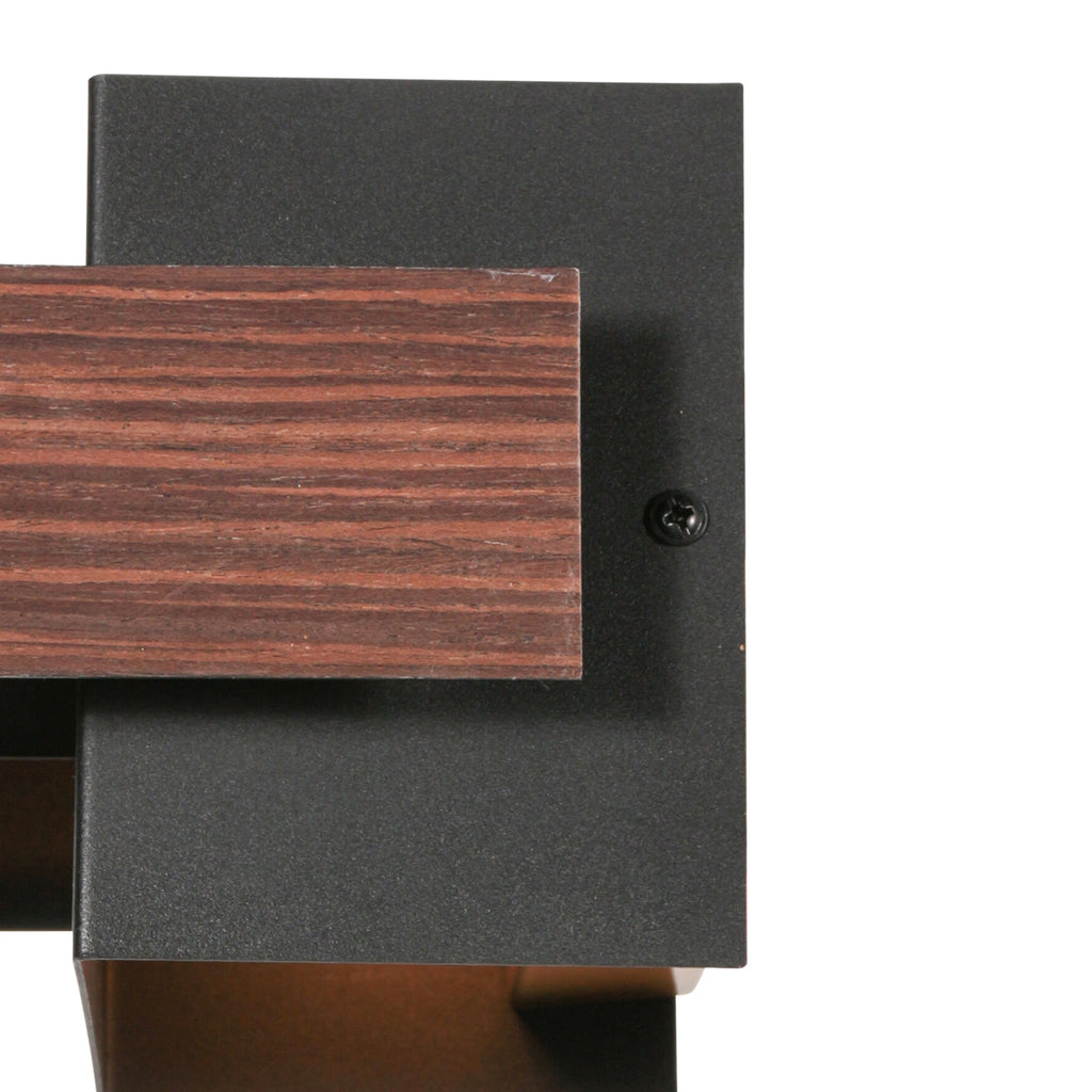 Rechteckige Wandleuchte in Schwarz mit Holzoptik fürs Wohnzimmer – 15x12,5 cm