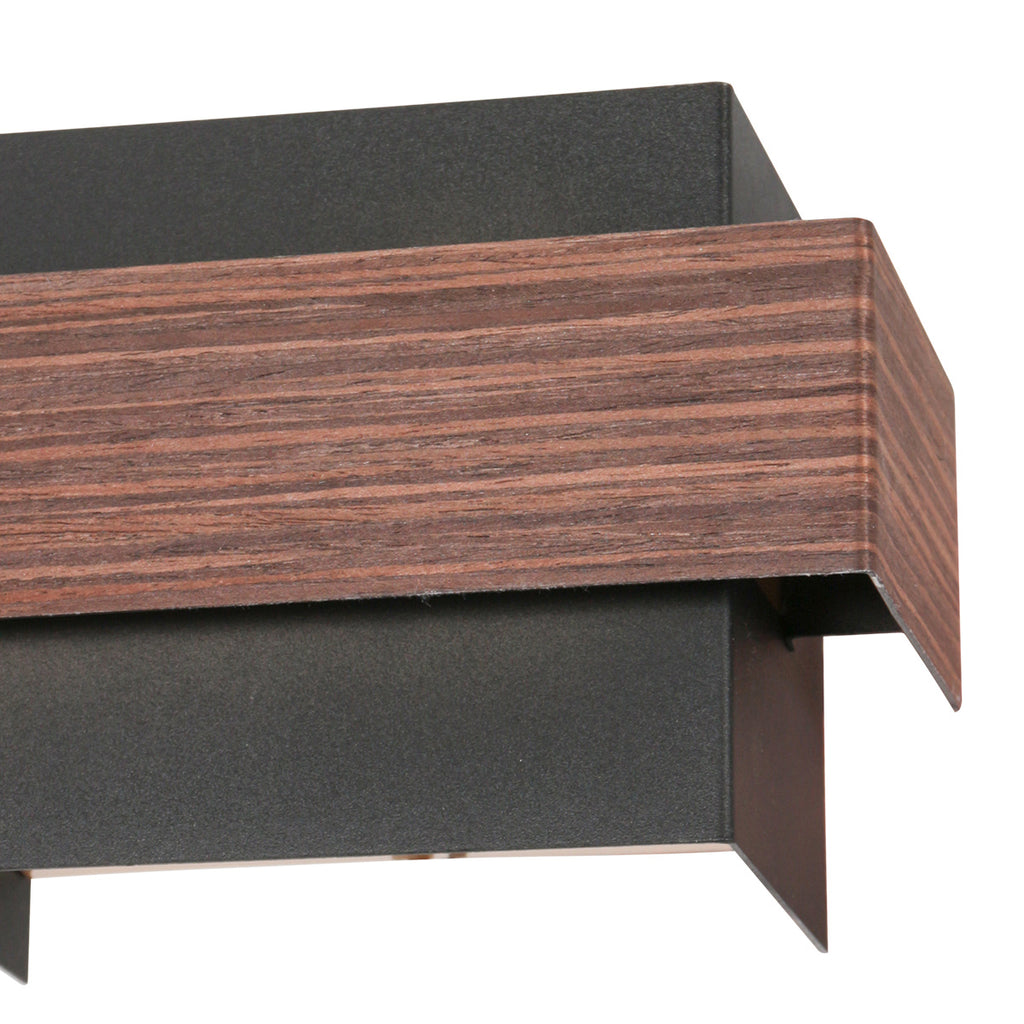 Rechteckige Wandleuchte in Schwarz mit Holzoptik fürs Wohnzimmer – 15x12,5 cm