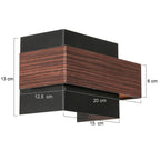 Rechteckige Wandleuchte in Schwarz mit Holzoptik fürs Wohnzimmer – 15x12,5 cm