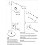 Stehlampe aus silberfarbenem Metall mit Gelenkarm und Akku