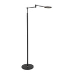 Stehlampe aus schwarzem Metall mit Gelenkarm, akkubetrieben und dimmbar – H140 cm