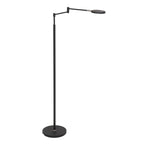 Stehlampe aus schwarzem Metall mit Gelenkarm, akkubetrieben und dimmbar – H140 cm