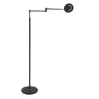 Stehlampe aus schwarzem Metall mit Gelenkarm, akkubetrieben und dimmbar – H140 cm