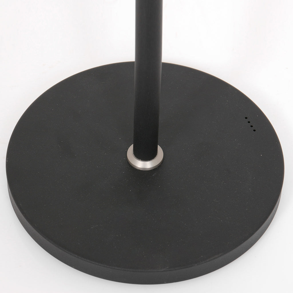 Stehlampe aus schwarzem Metall mit Gelenkarm, akkubetrieben und dimmbar – H140 cm