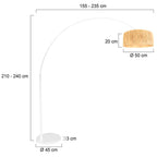 Bogenlampe in Weiß mit Schirm aus Naturfasern fürs Wohnzimmer – Ø50 cm