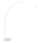 Bogenlampe in Weiß mit Schirm aus Naturfasern fürs Wohnzimmer – Ø50 cm
