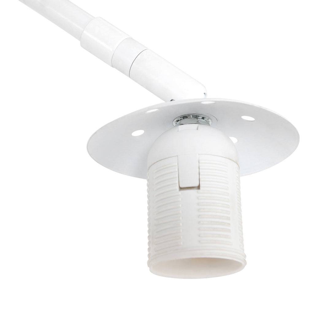 Bogenlampe in Weiß mit Schirm aus Naturfasern fürs Wohnzimmer – Ø50 cm