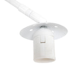 Bogenlampe in Weiß mit Schirm aus Naturfasern fürs Wohnzimmer – Ø50 cm