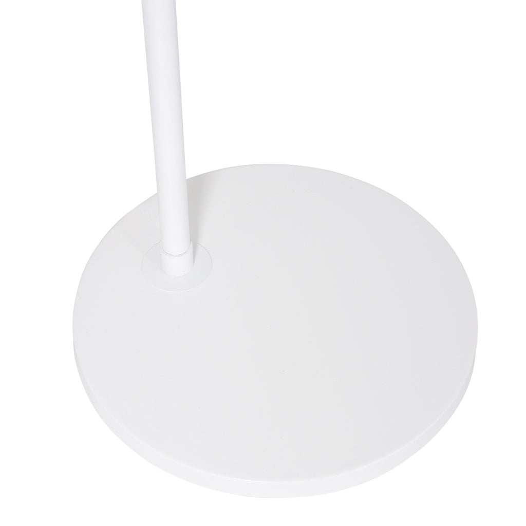Bogenlampe in Weiß mit Schirm aus Naturfasern fürs Wohnzimmer – Ø50 cm