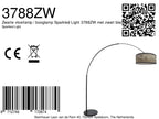 Bogenlampe in Schwarz mit geflochtenem Bambusschirm – H210-240 cm