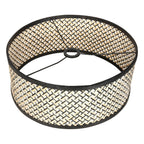 Bogenlampe in Schwarz mit geflochtenem Bambusschirm – H210-240 cm