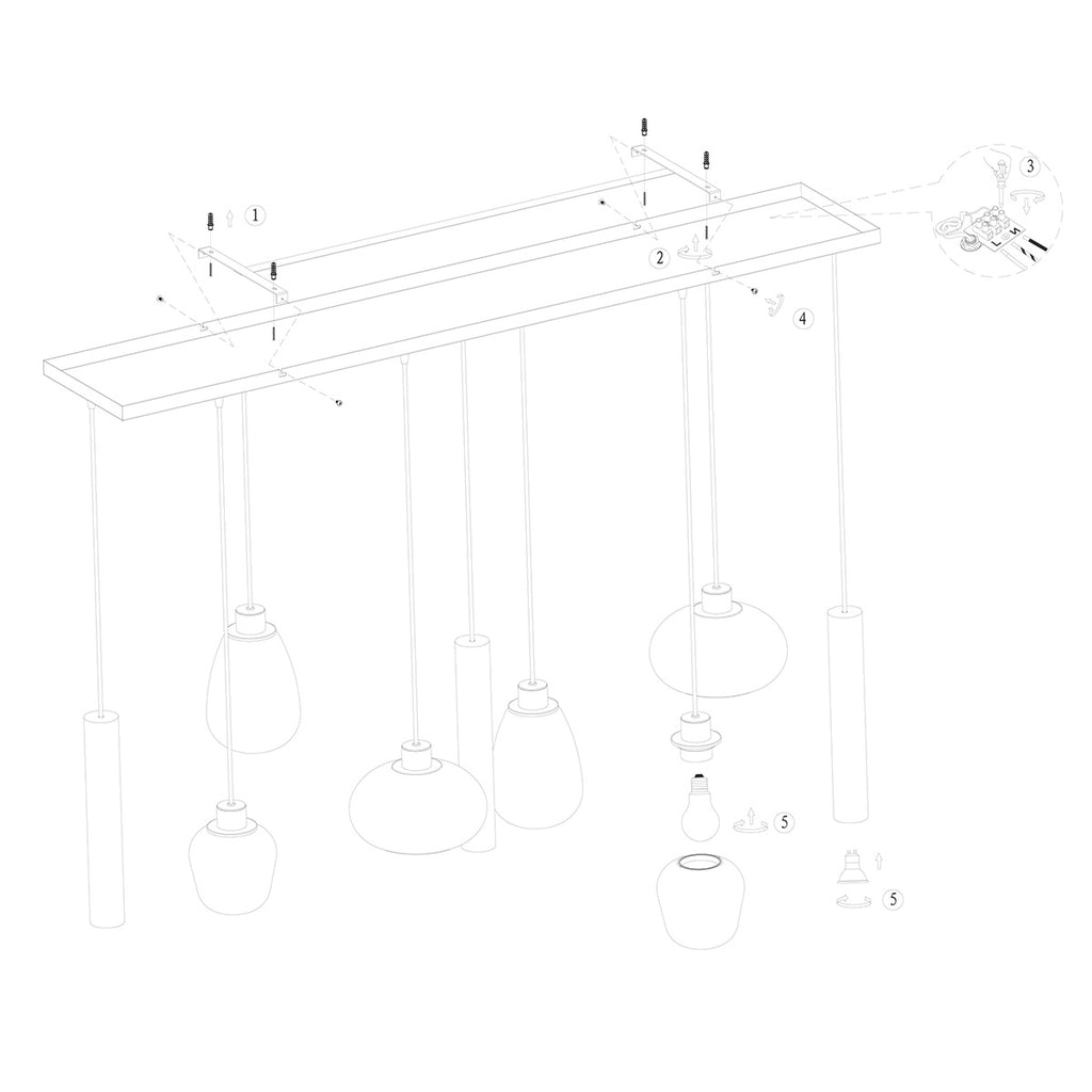 Mehrflammige Hängeleuchte aus Bernsteinglas in Messingoptik für warmes Licht – 140x44 cm
