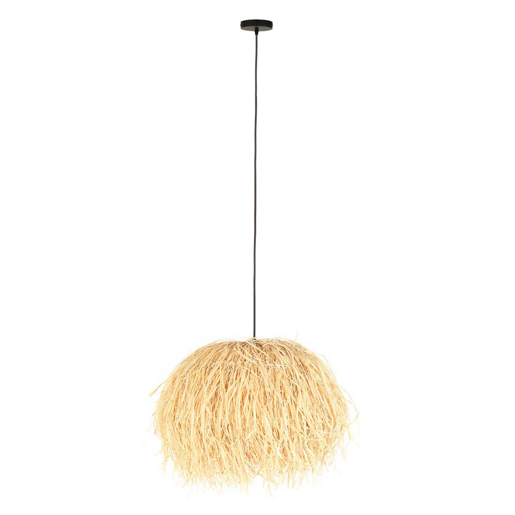Hängeleuchte aus Naturfasern in Beige mit Fransen – Ø53 cm