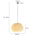 Hängeleuchte aus Naturfasern in Beige mit Fransen – Ø53 cm
