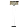 Moderne Stehlampe in Schwarz mit Bambusschirm fürs Wohnzimmer – Ø50 cm