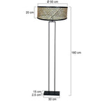 Moderne Stehlampe in Schwarz mit Bambusschirm fürs Wohnzimmer – Ø50 cm