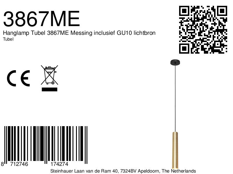 Zylindrische Hängeleuchte aus Metall in Gold mit verstellbarem Licht – Ø10,5 cm