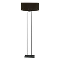 Stehlampe aus schwarzem Metall mit Zylinderschirm in Schwarz und Goldfarben – H160 cm