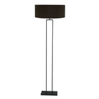 Stehlampe aus schwarzem Metall mit Zylinderschirm in Schwarz und Goldfarben – H160 cm