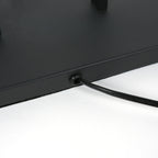 Stehlampe aus schwarzem Metall mit Zylinderschirm in Schwarz und Goldfarben – H160 cm