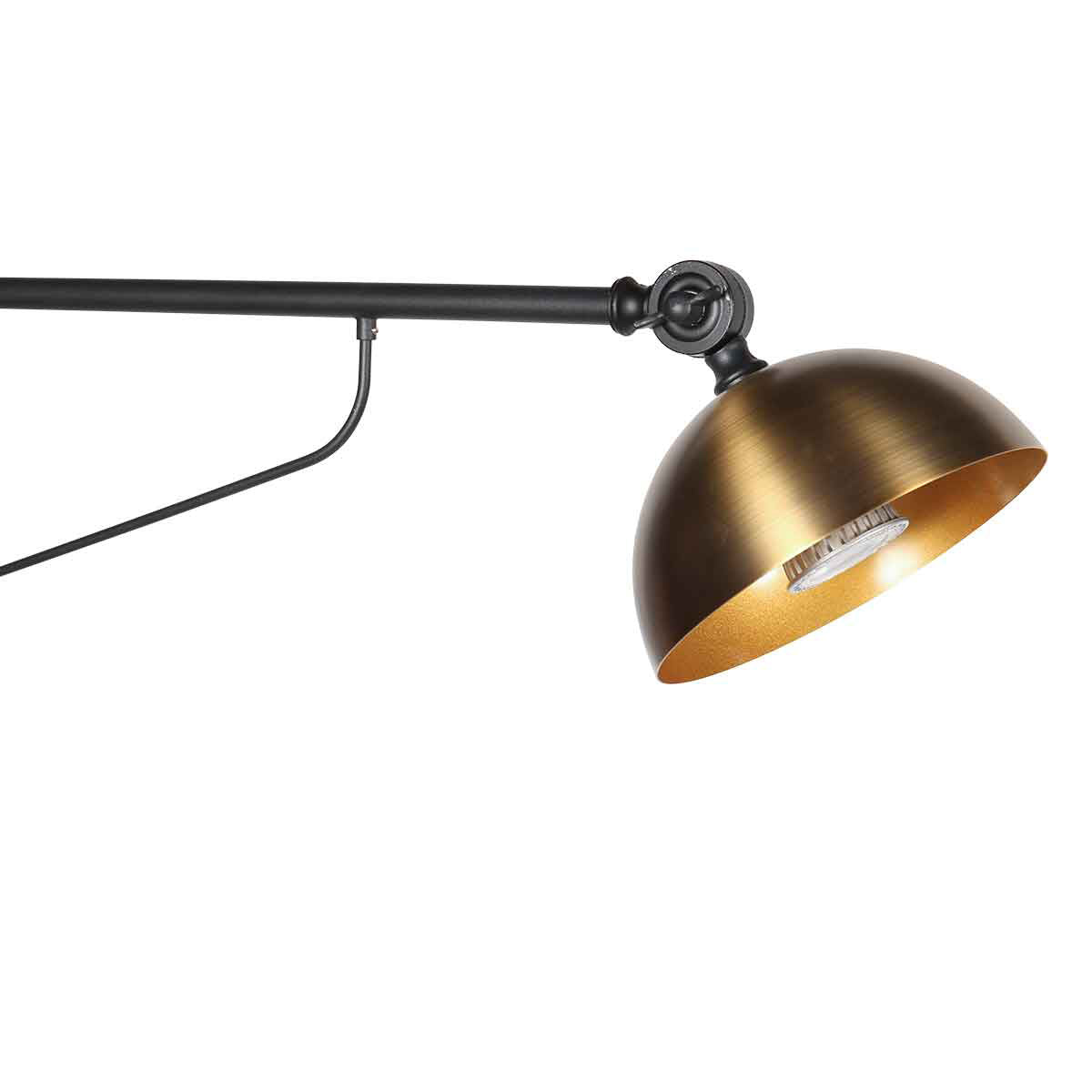Wandleuchte aus schwarzem Metall und Bronze mit Gelenkarm – 68 cm