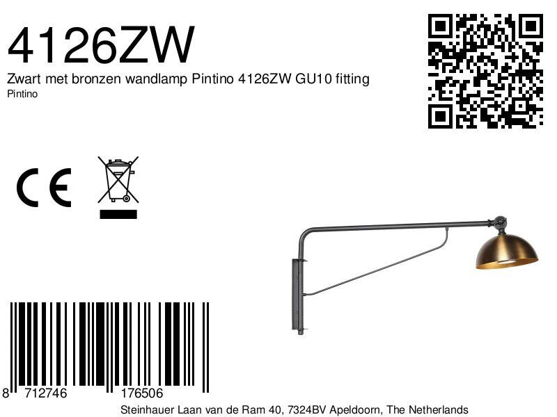 Wandleuchte aus schwarzem Metall und Bronze mit Gelenkarm – 68 cm