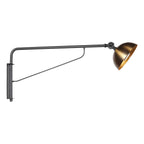 Wandleuchte aus schwarzem Metall und Bronze mit Gelenkarm – 68 cm