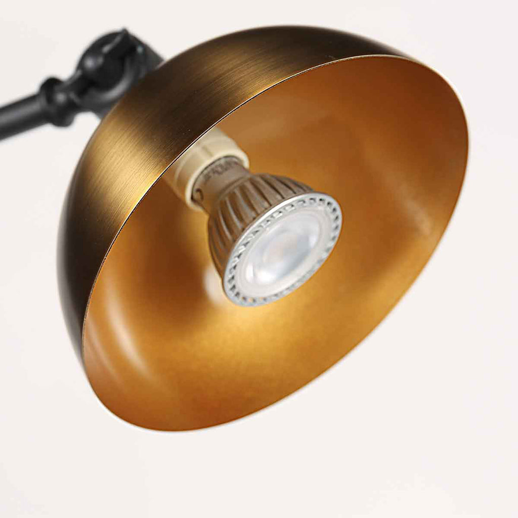 Wandleuchte aus schwarzem Metall und Bronze mit Gelenkarm – 68 cm