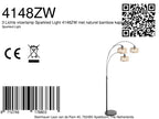 Bogenlampe aus schwarzem Metall mit Schirmen aus hellem Holz – H200 cm