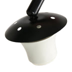 Bogenlampe aus schwarzem Metall mit offenem Bambusschirm – H240 cm
