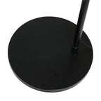 Bogenlampe aus schwarzem Metall mit offenem Bambusschirm – H240 cm