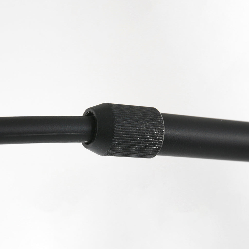 Wandleuchte aus Bambus Natur und schwarzem Metall mit Bogenarm – Ø40 cm